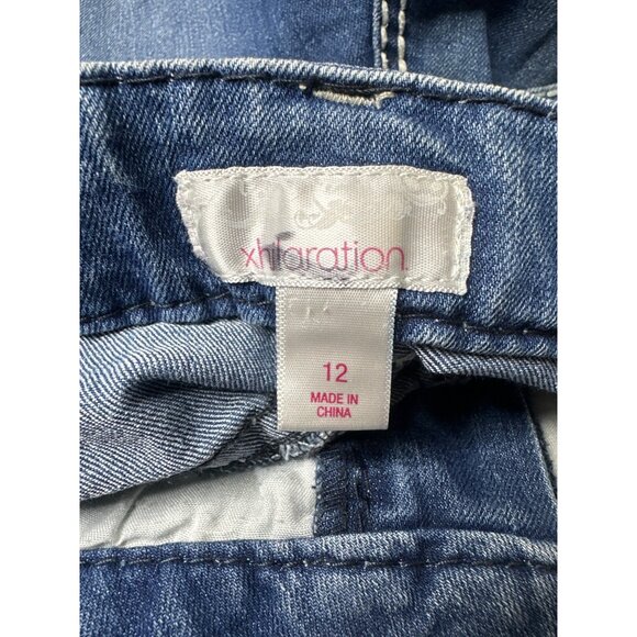 Xhilaration Girls Embellished Denim Blue Jeans Size 12 Blue Cotton Blend - Picture 4 of 7